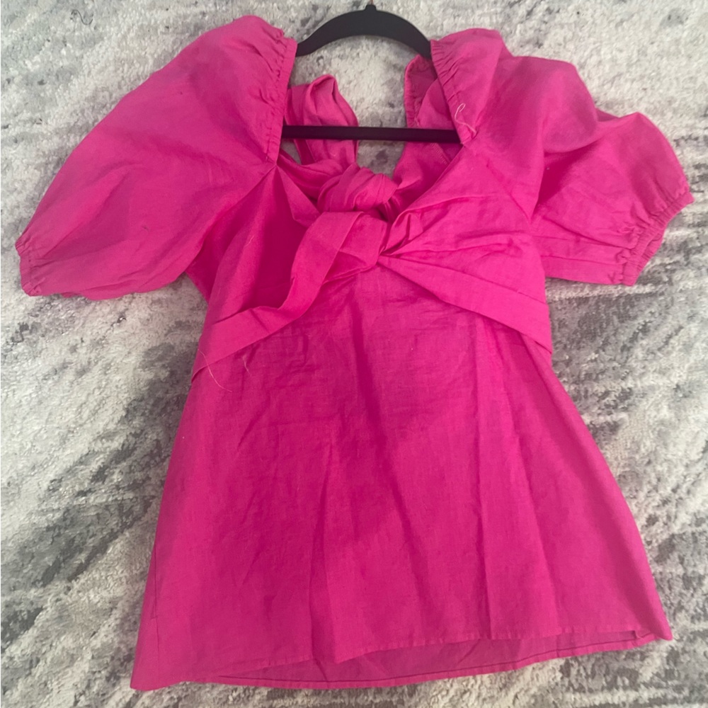 NWT saks brand hot pink linen shirt